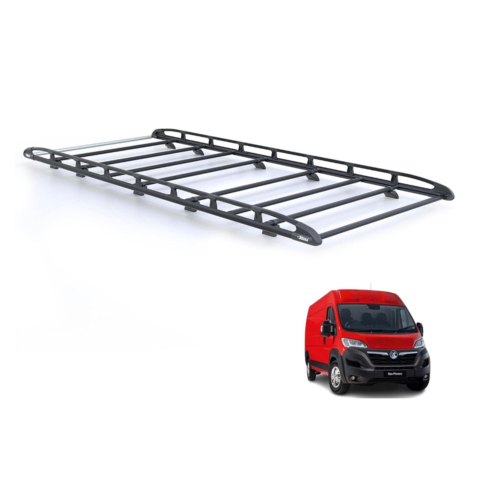 Vauxhall Movano Roof Rack for 2022+ [L3H2] Rhino KammRack (Black)