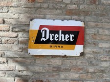 Targa Insegna Tabella pubblicitaria vintage BIRRA DREHER smaltata