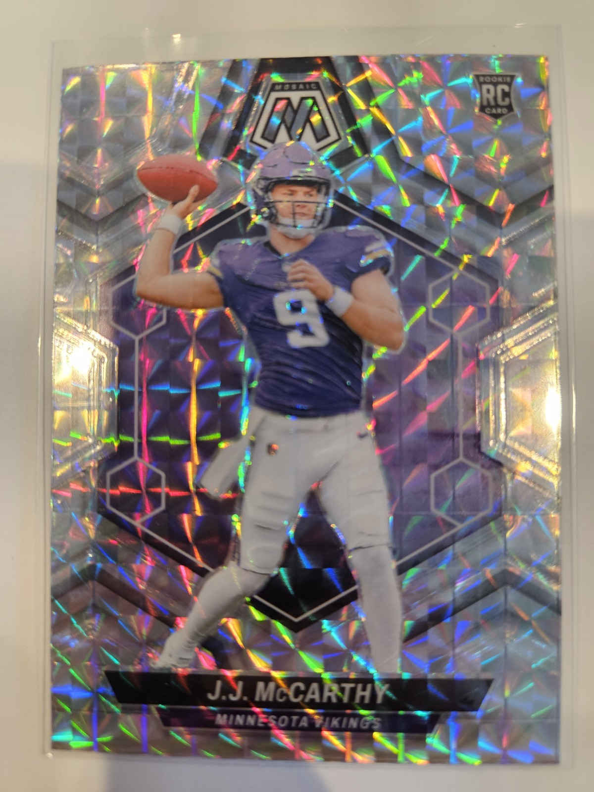 2024 Panini Mosaic JJ McCarthy TRUE Rookie #310 Silver Mosaic Prizm Vikings