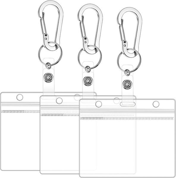 AusweishüLlen 3Er-Pack Transparent Wasserdicht Pvc Mit Karabinerhaken Horizontal-image