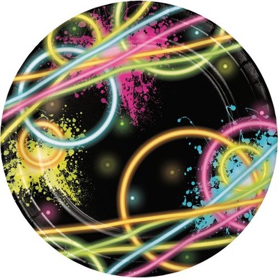 Creative Converting 8-Count Sturdy Style 7-Inch Paper Dessert, Glow Party, Small