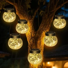 Solar Lanterns Outdoor Waterproof 6 Pack, Hanging Solar Lights with 30 LED, Crac