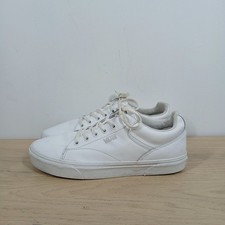 Van Low Top Sneakers Women's 10 White Leather Lace-Up Closure