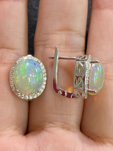 NATURAL FIRE OPAL 9X11 WHITE CZ STERLING SILVER 925 SET - 第 6/14 張圖片
