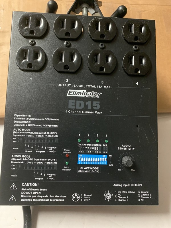 Eliminator Lighting ED15 4-Channel Lighting Fixture DMX Dimmer Pack DJ NEW