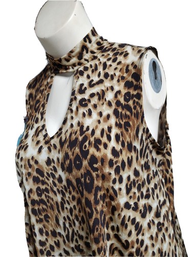 Norma Allen Women's Sleeveless Keyhole Neck Animal Print Blouse 2x #SCRBL - Picture 2 of 2