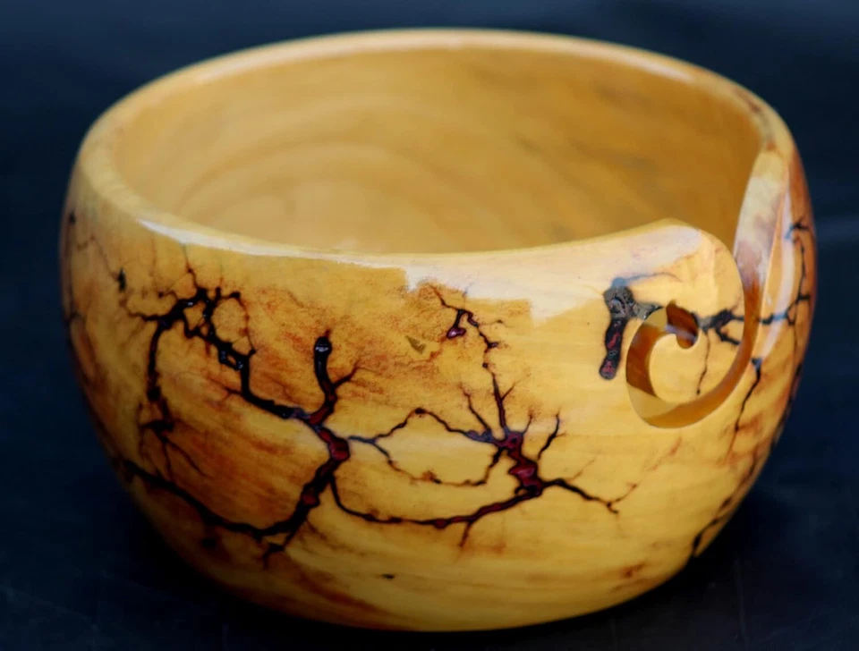 Tazón de hilo de madera hecho a mano para tejer aguja de ganchillo antideslizante soporte madejas regalo Foto 4 de 4