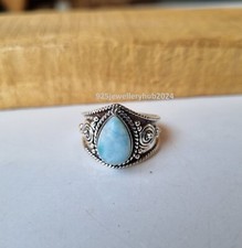 Real Larimar Gemstone Ring 925 Sterling Silver Free Shipping Love Ring PG5346