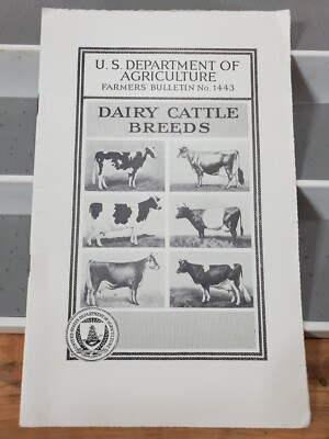 Vintage Farmers Bulletin #1443 Dairy Cattle Breeds Antique USDA Print 