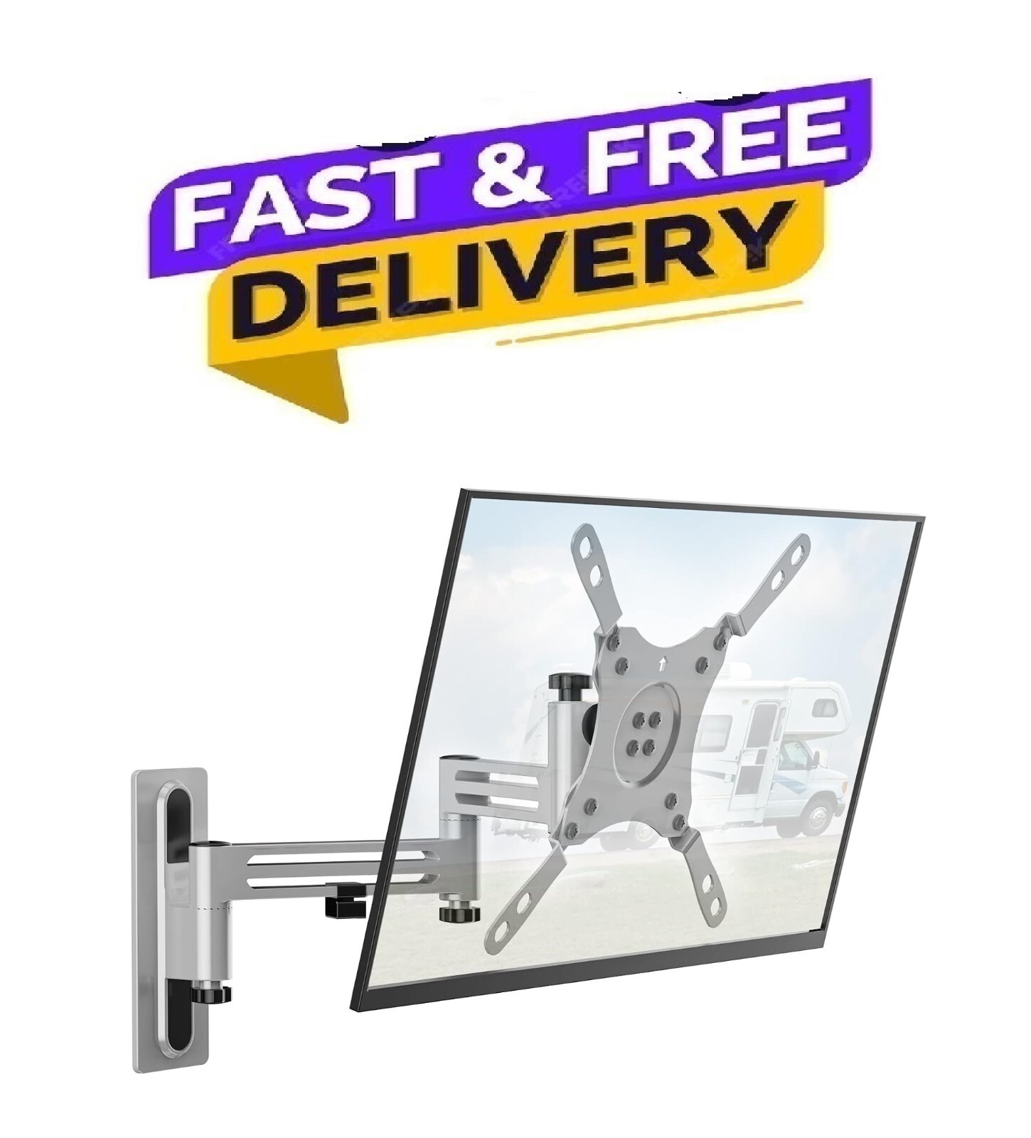 RV TV Mount Lockable TV Wall Mount for Camper Trailer Motor Home Full Motion New-image