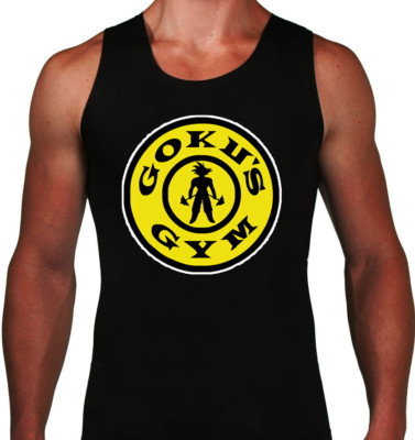 🔥 Goku's Gym training Tank top Golds DBZ Parody Train Insaiyan fans  workout NEW