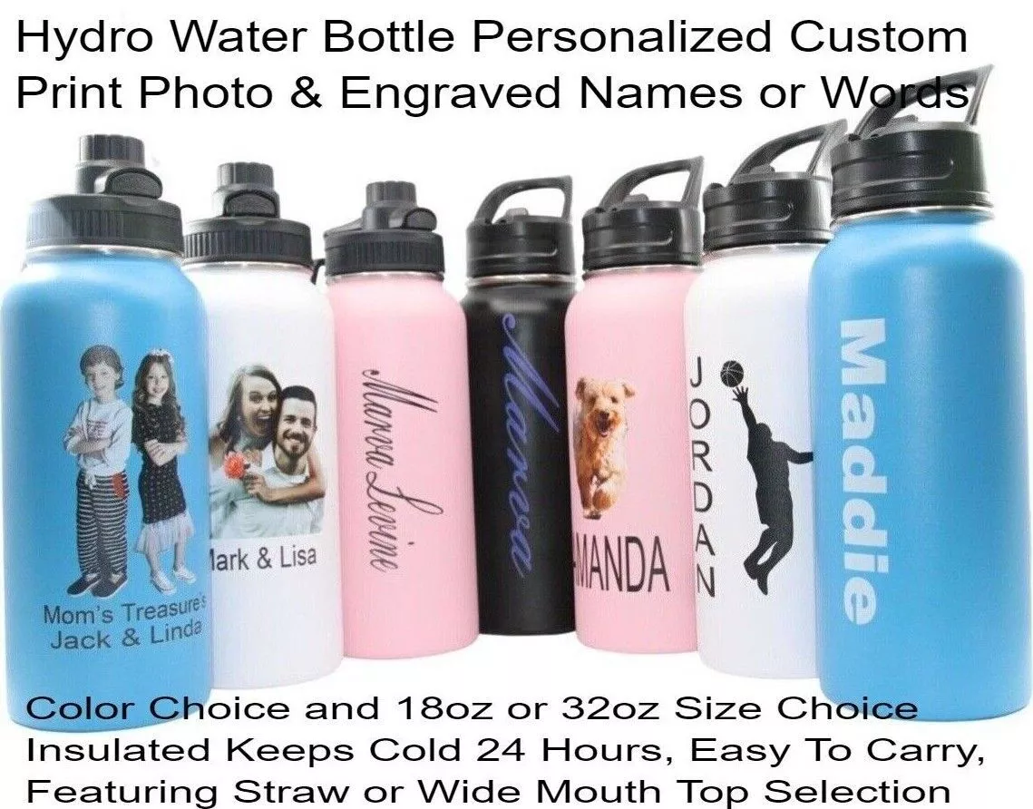 Personalised Water Bottle ENGRAVED Gym Bottle, Reusable Bottle, Insulated  Hot/cold Flask 