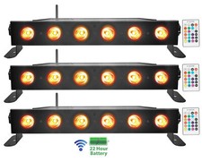 3 Rockville BEST STRIP 60 Black Rechargeable Wash Light Bars w/Wireless DMX
