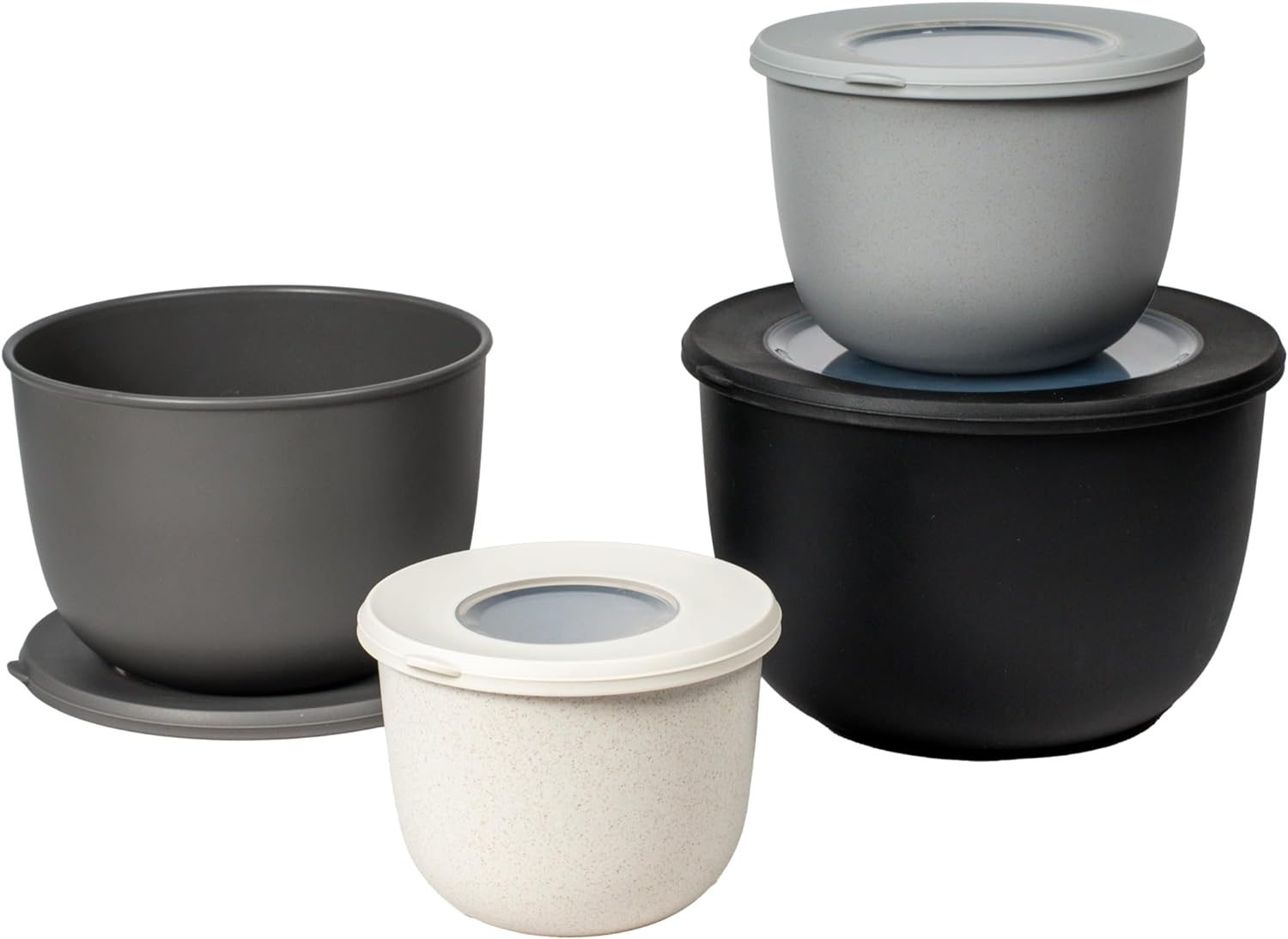 Stackable Mixing Bowl Set with Lids for Mixing and Kitchen Storage, Set of 4, As