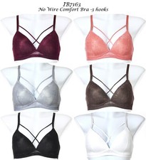3-6 Bras Molded Cup Wirefree Comfort 3 Hook Bra Soft Lace Strappy Detail 63 S-XL