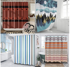 Shower Curtain With Hooks Choose From Patterns Listed 72" X 72" NEW