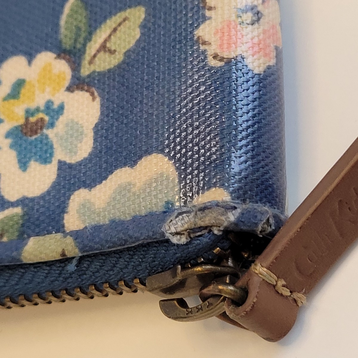 ️Cath Kidston Cath Kidston London Blue Floral Coated Canvas Zip Around Wallet