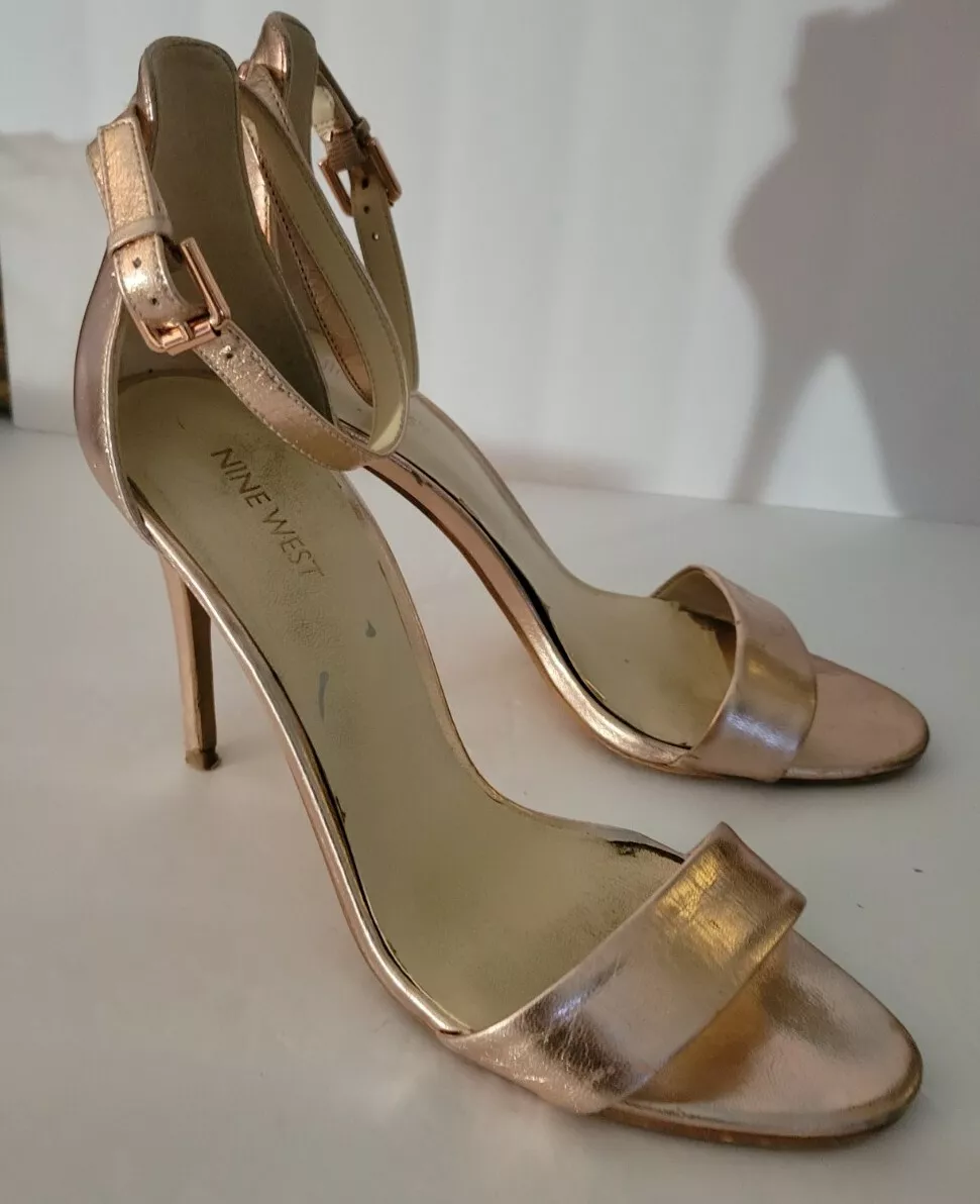 Gold one strap shop heels