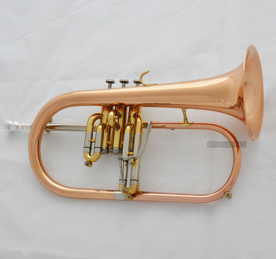 NEWEST Professional Rose Brass Flugelhorn Bb Horn Monel Valves Abalone W/Case