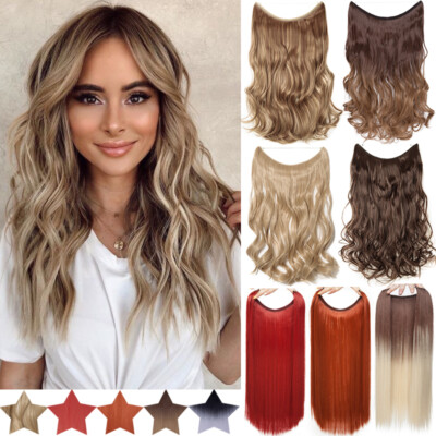 Secret Natural Wire in Hair Extensions Hidden Head Band One Piece Thick as Human