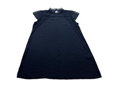 ZARA black Stretch Sheer Ruffle Sleeve Lace Slim Mini Dress L Short Sleeve