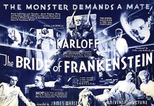 BRIDE OF FRANKENSTEIN 1935 Quad poster print 30x40" quad Boris Karloff FREEP&P