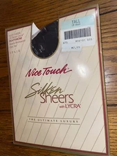 Sears Nice Touch Silken Sheers 20 Denier Lycra Pantyhose Tall Off Black Vintage