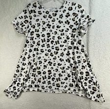 LuLaRoe Tunic Womens Sz S White Melissa Animal Cheetah Leopard Print NWT