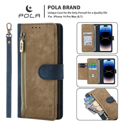 For Motorola Edge+ 2022 E7 E6 E5 Business Colorblocking Zipper Wallet Phone Case