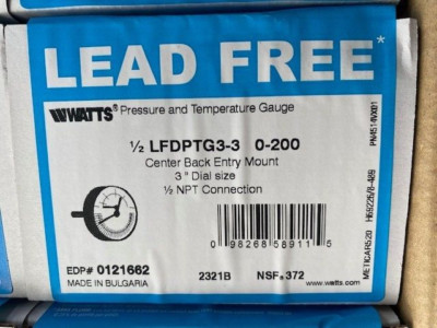 WATTS 1/2 LFDPTG3-3 0-200psi TEMPERATURE AND PRESSURE GAUGE (NEW)