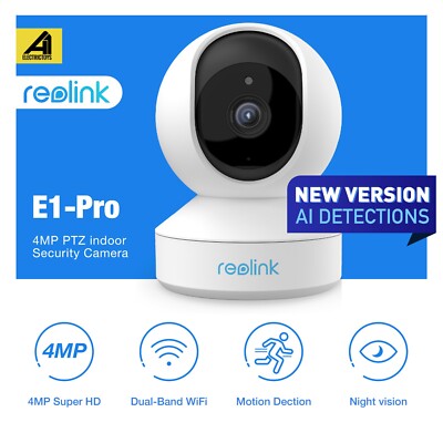 Reolink WiFi IP Camera E1 Pro 4MP PT indoor Security Camera Way Audio  Onvif UK