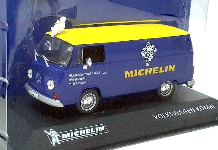 1/43 VW Kombi Michelin Edition Blue & Yellow - Altaya Collectible Model Car