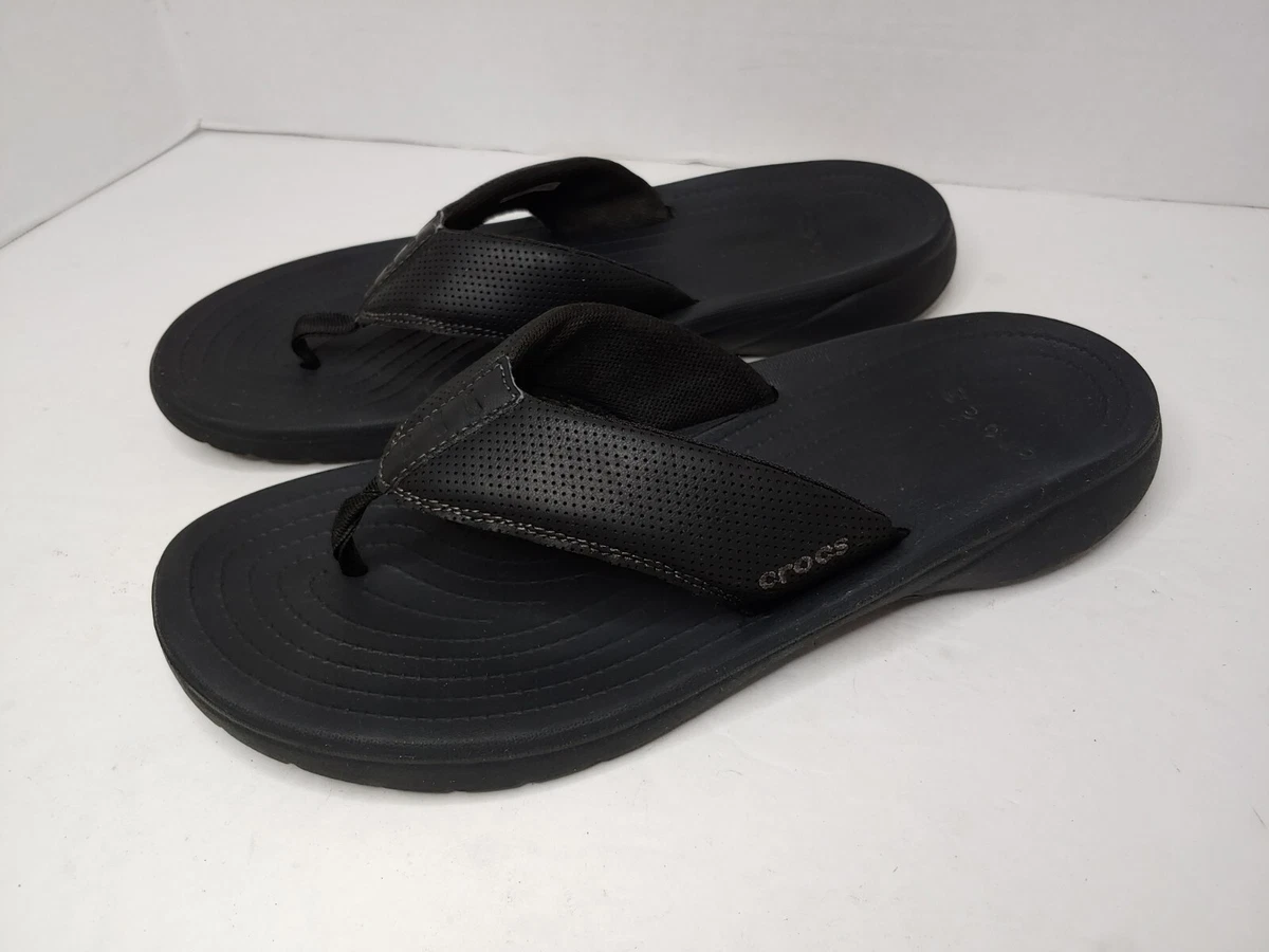 Crocs Mens Black Flip Flops Size 11 soft padded upper eBay