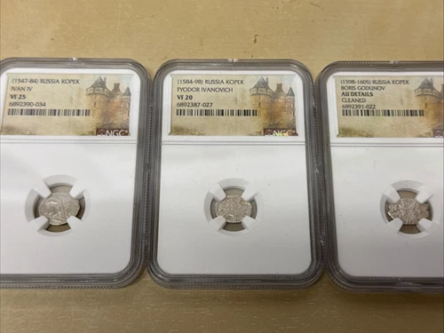 *Last Of Rurik Dynasty - Ivan The Terrible* 3 Consecutive Tsars NGC SILVER COINS
