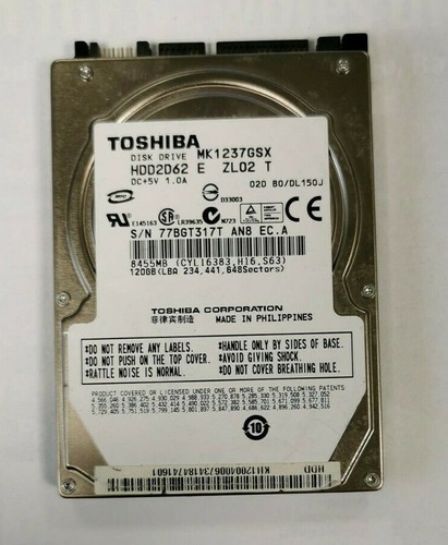 Toshiba Festplatte HDD MK1237GSX 120 GB 5400 RPM  2,5 Zoll SATA