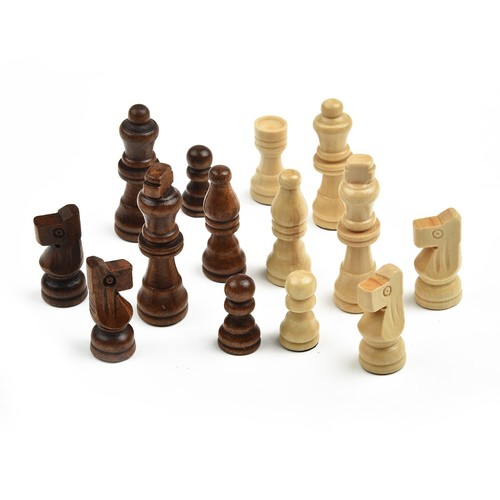 32 Piece Portable Wooden Carved Small Chess Pieces Hand Crafted Set King Tools - Picture 17 of 20