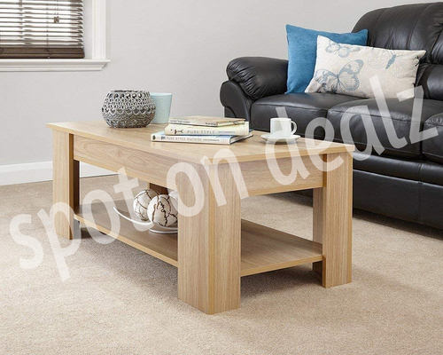 Wooden Coffee Table Lift Top Up With Storage Shelf Living Room Furniture Oak - Picture 5 of 6