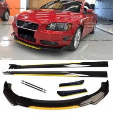 Front Bumper Lip Side Skirt Rear Bumper Lip Strut Rods For Volvo Black Yellow