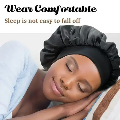 Satin Wide-Brimmed Nightcap Styling Silk Headband for Sleeping Nightcap with Ela