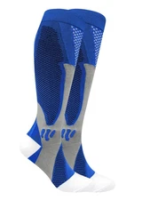 Compression socks 30-40 mmHg knee high running sports long socks ankle blue