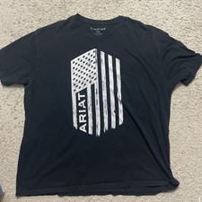 Ariat Men  s Short Sleeve Tshirt Black Size 2XL Flag Shirt XXL