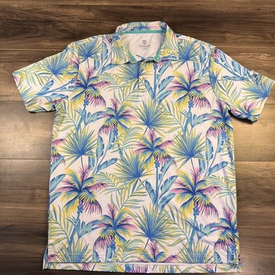 Scales Golf Poll Shirt Men s Large Tropical Floral AOP Performance Stretch