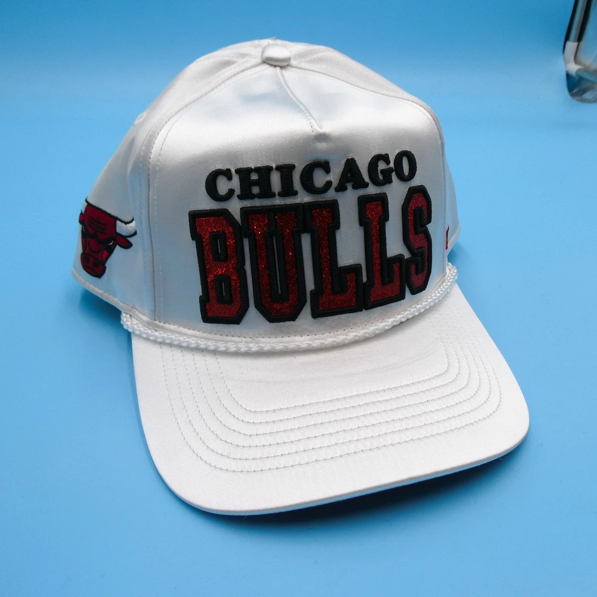 \'47 Brand Cap Womens One Size Chicago Bulls White Red Glitter Satin Snapback Hat Chicago Bulls  main image 3