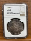 1898-O Morgan Silver Dollar NGC MS 62 Purple Tone Eye Appeal