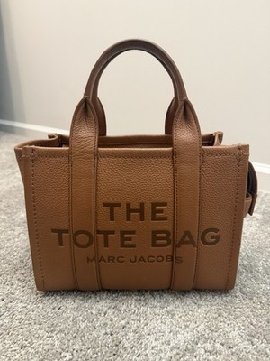 Marc Jacobs Small Brown Tote Bag Zip Closure Top Handle Detachable Strap