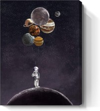 Large Inspirational Wall Art Astronaut Holding Planet Canvas Outer Space 24X36