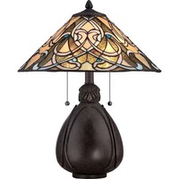 Tischleuchte Wohnzimmerleuchte Beistelllampe Tiffany-Glas Metall Bronze H 49,5Cm