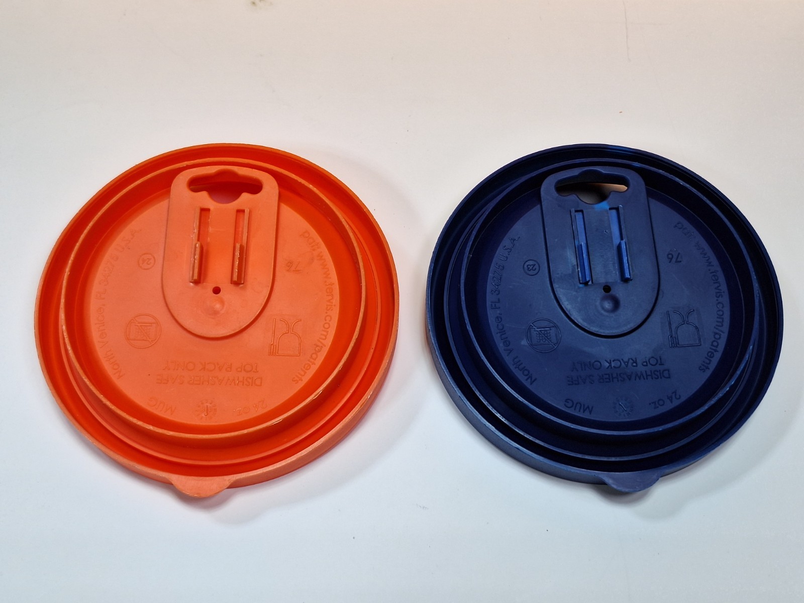 Lot of 2 Tervis 16 oz Tumbler Cup Lids (Blue & Orange)