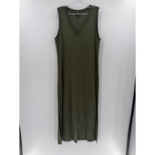 Paige Women's V-neck Sleeveless Terrycloth Midi Dress - Moss Green - Large