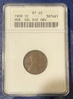 1909 VDB EF40 DDO Double Die Obverse LINCOLN 1C ANACS Old Soap Bar